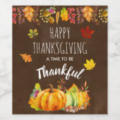 Happy Thanksgiving Pumpkins en Autumn Foliage Wijn Etiket (Enkel label)