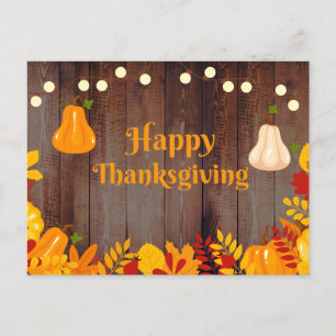 Happy Thanksgiving Pumpkins en Autumn Leaves Feestdagenkaart