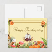 Happy Thanksgiving Pumpkins, Forest Mushrooms, Owl Briefkaart (Voorkant / Achterkant)
