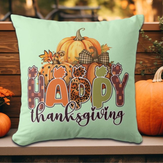 Happy Thanksgiving Pumpkins Kussen (Creator heeft geüpload)
