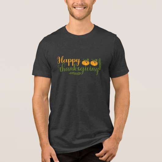 Happy Thanksgiving Pumpkins Mannen T-shirt Tri-Bl (Voorkant)
