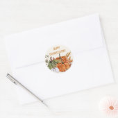 Happy Thanksgiving Pumpkins Oranje Green White Ronde Sticker (Envelop)