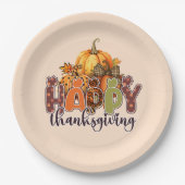 Happy Thanksgiving Pumpkins Papieren Bordje (Voorkant)