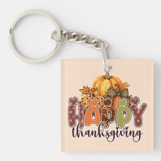Happy Thanksgiving Pumpkins Sleutelhanger (voorkant)