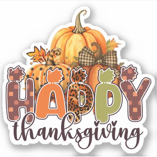 Happy Thanksgiving Pumpkins Sticker (Voorkant)