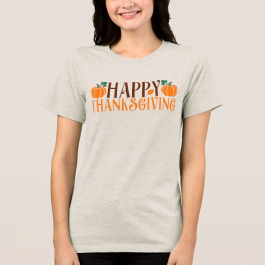 Happy Thanksgiving Pumpkins T-shirt voor dames (Voorkant)