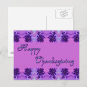Happy Thanksgiving Purple Flowers Feestdagenkaart (Voorkant / Achterkant)