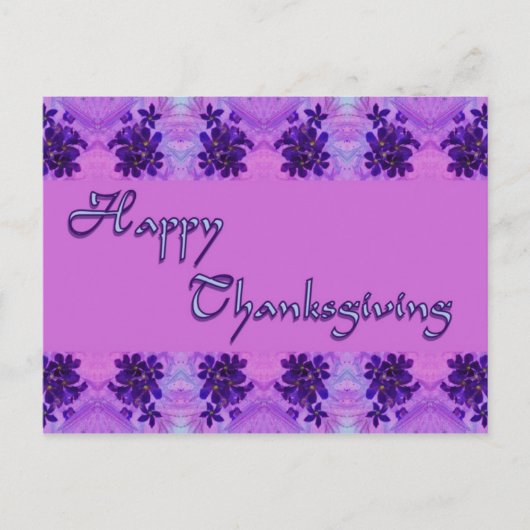 Happy Thanksgiving Purple Flowers Feestdagenkaart (Voorkant)