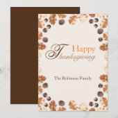 Happy Thanksgiving Quote Brown Fall Leaves Conkers Feestdagenkaart (Voorkant / Achterkant)