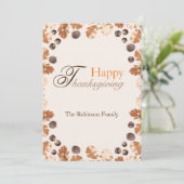 Happy Thanksgiving Quote Brown Fall Leaves Conkers Feestdagenkaart (Staand voorkant)