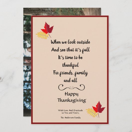 Happy Thanksgiving Quote Custom Photo Card Feestdagenkaart (Voorkant / Achterkant)
