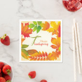 Happy Thanksgiving Quote Fall laat papier staan Servet (Insitu)