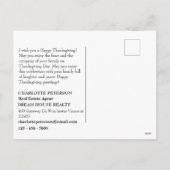 Happy Thanksgiving Real Estate Agent Business Feestdagenkaart (Achterkant)