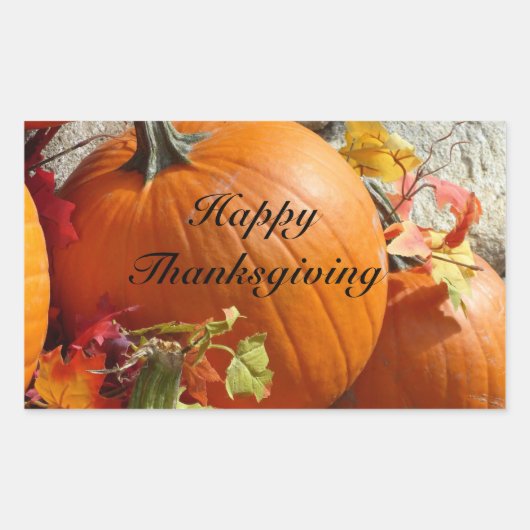 Happy Thanksgiving Rechthoek Pompoen Stickers (Voorkant)
