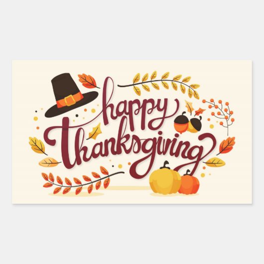 Happy Thanksgiving Rechthoekige Sticker (Voorkant)