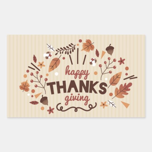 Happy Thanksgiving Rechthoekige Sticker (Voorkant)