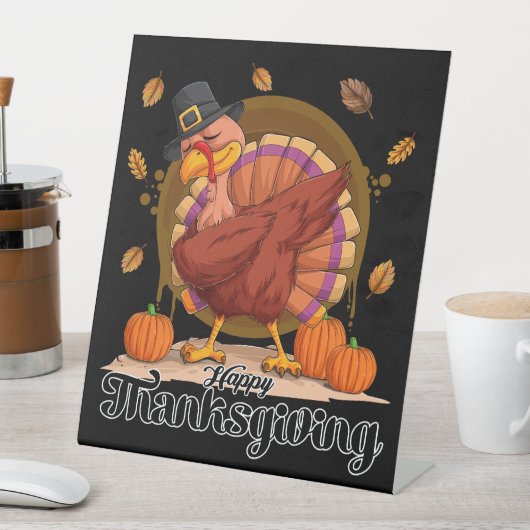 Happy Thanksgiving Reclamebord Met Voetstuk (Insitu)