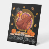 Happy Thanksgiving Reclamebord Met Voetstuk (Voorkant)