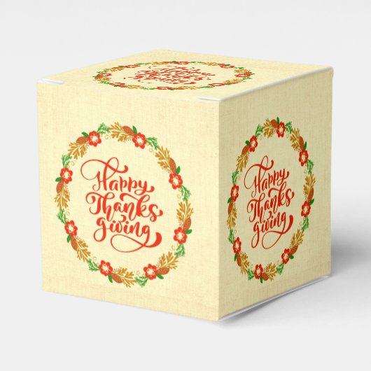 Happy Thanksgiving Red Gold Wreath Bedankdoosjes (Voorkant Zijde)