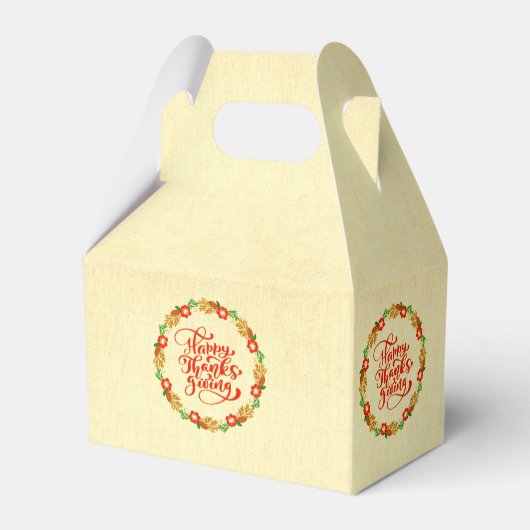 Happy Thanksgiving Red Gold Wreath Bedankdoosjes (Voorkant Zijde)