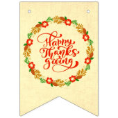 Happy Thanksgiving Red Gold Wreath Vlaggetjes (Derde vlag)