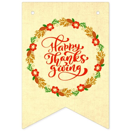 Happy Thanksgiving Red Gold Wreath Vlaggetjes (Derde vlag)