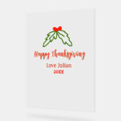 Happy Thanksgiving red green leaves cherry name ye Acryl Bord (Hoek)