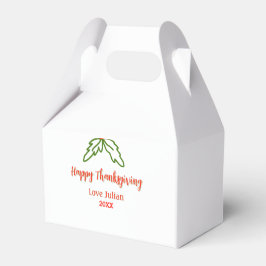 Happy Thanksgiving red green leaves cherry name ye Bedankdoosjes