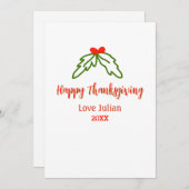 Happy Thanksgiving red green leaves cherry name ye Kaart (Voorkant / Achterkant)