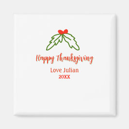 Happy Thanksgiving red green leaves cherry name ye Magneet
