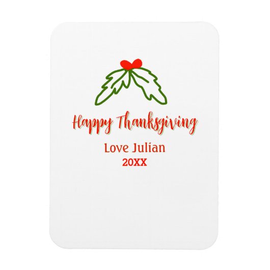 Happy Thanksgiving red green leaves cherry name ye Magneet (Verticaal)
