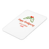 Happy Thanksgiving red green leaves cherry name ye Magneet (Linkerzijde)