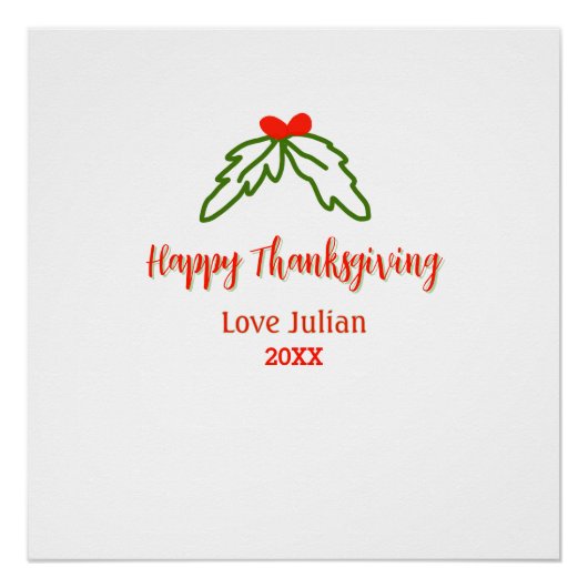 Happy Thanksgiving red green leaves cherry name ye Perfect Poster (Voorkant)