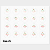 Happy Thanksgiving red green leaves cherry name ye Ronde Sticker (Vel)