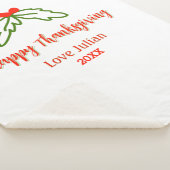 Happy Thanksgiving red green leaves cherry name ye Sherpa Deken (3/4)