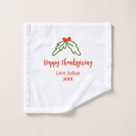 Happy Thanksgiving red green leaves cherry name ye Washandje