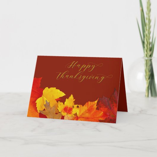 Happy Thanksgiving Red Leaves Folded Greeting Kaart (Voorkant)