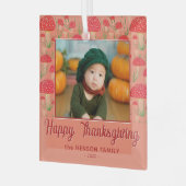 Happy Thanksgiving Red Mushroom Herfst Foto Glas Ornament (Voorkant links)