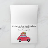 Happy Thanksgiving Red Retro Fiat 500 Kaart (Binnen)