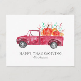 Happy Thanksgiving Red Truck Herfst Pumpkin Harves Feestdagenkaart