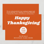 Happy Thanksgiving Retro Groovy Oranje Zaken Feestdagenkaart (Voorkant / Achterkant)