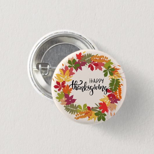 Happy Thanksgiving Ronde Button 3,2 Cm (Voorkant /achterkant)