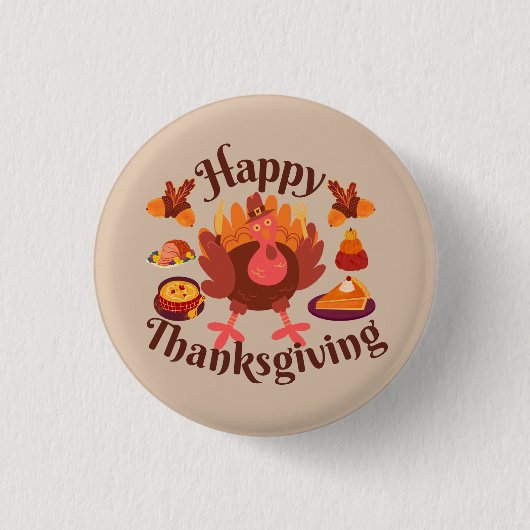 Happy Thanksgiving Ronde Button 3,2 Cm (Voorkant)