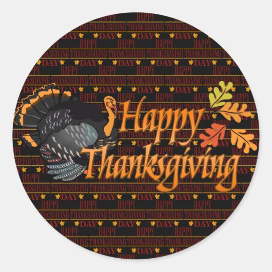 Happy Thanksgiving Ronde Sticker (Voorkant)
