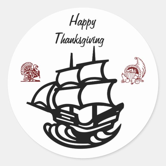 HAPPY THANKSGIVING RONDE STICKER (Voorkant)