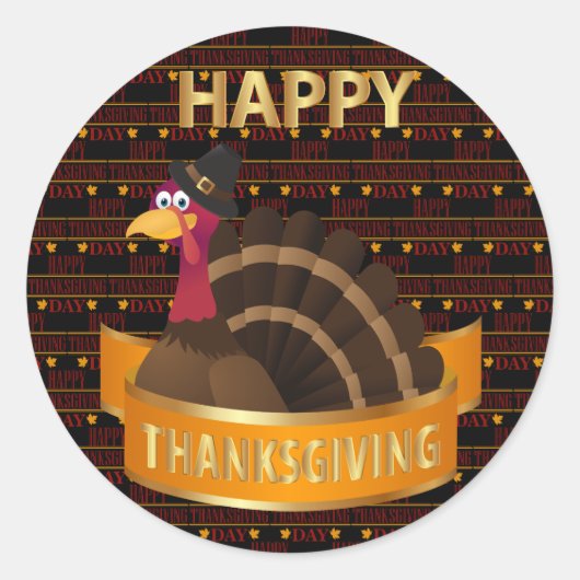 Happy Thanksgiving Ronde Sticker (Voorkant)