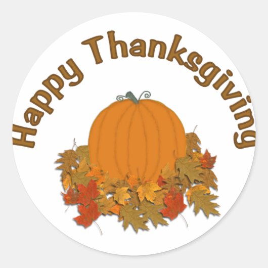 Happy Thanksgiving Ronde Sticker (Voorkant)