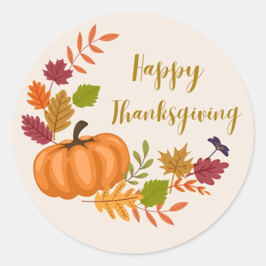 Happy Thanksgiving Ronde Sticker (Voorkant)