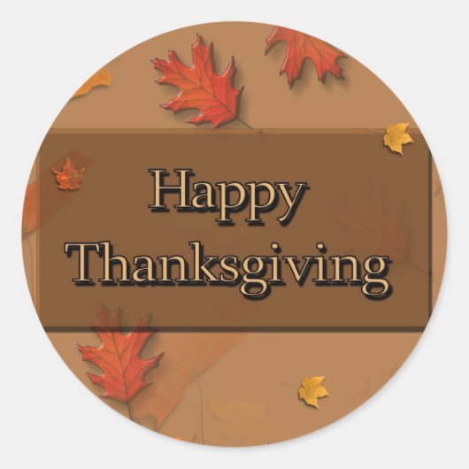 Happy Thanksgiving Ronde Sticker (Voorkant)