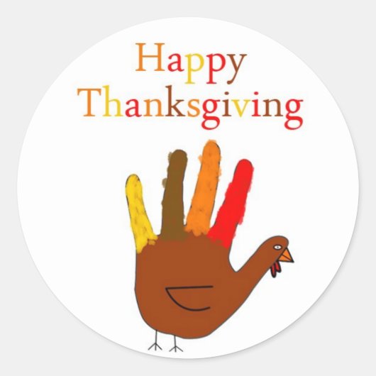 Happy Thanksgiving Ronde Sticker (Voorkant)